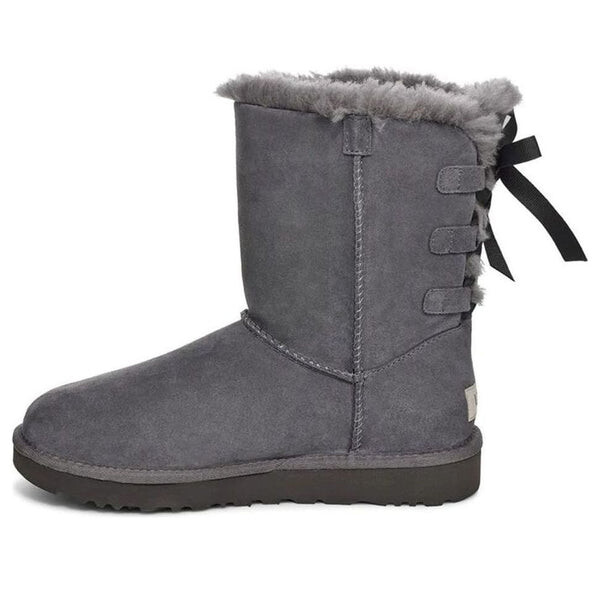 Зимние ботинки короткие bow stiefel с флисовой подкладкой Ugg, серый