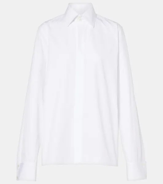 Рубашка из хлопкового поплина Saint Laurent, цвет blanc