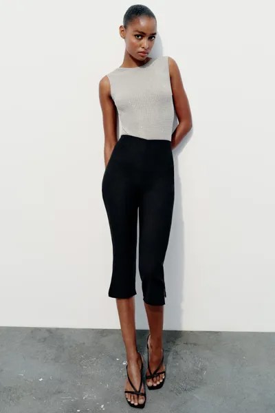 Боди из тюля, инкрасированное стразами ZARA, темный серый