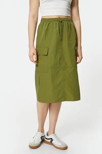 Прямая юбка с разрезами по бокам Koton, зеленый
