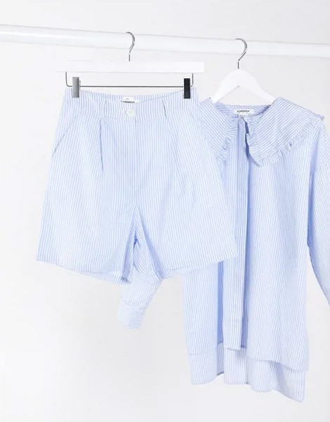 Свободные строгие шорты в полоску от комплекта Glamorous-Голубой