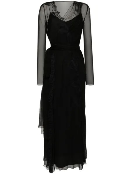 Alberta Ferretti шелковое платье макси, черный