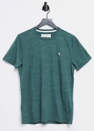 Зеленая меланжевая футболка с логотипом Abercrombie & Fitch-Зеленый цвет