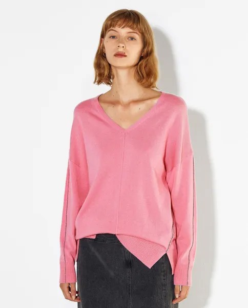 Женский однотонный свитер с V-образным вырезом Parfois, розовый