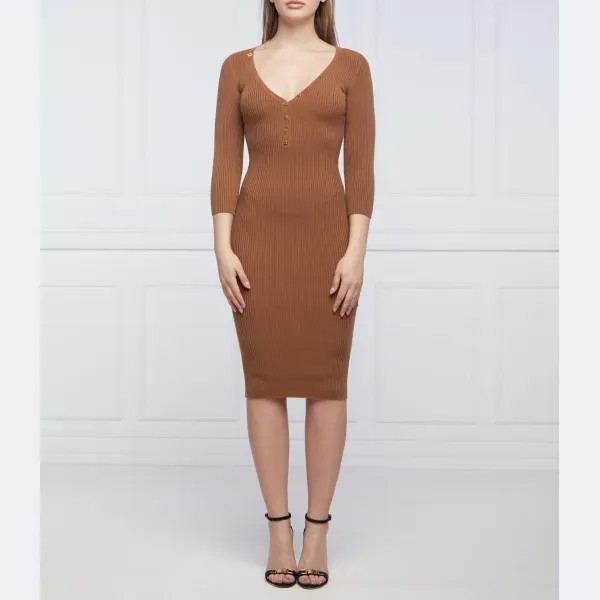 Платье с добавлением шелка Elisabetta Franchi, коричневый