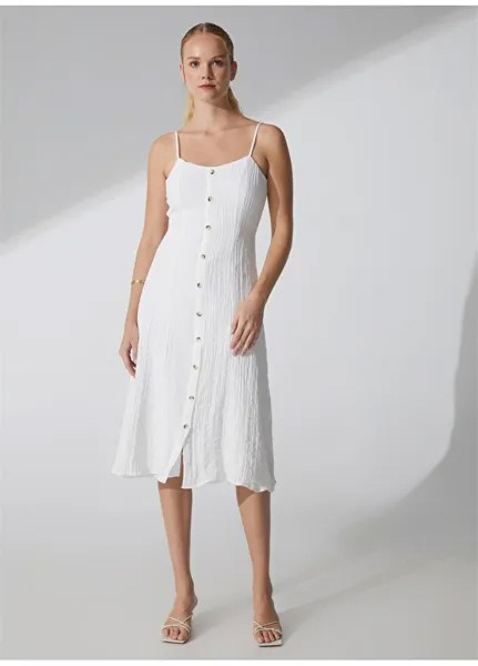 Однотонное белое женское платье миди с простым воротником Aeropostale
