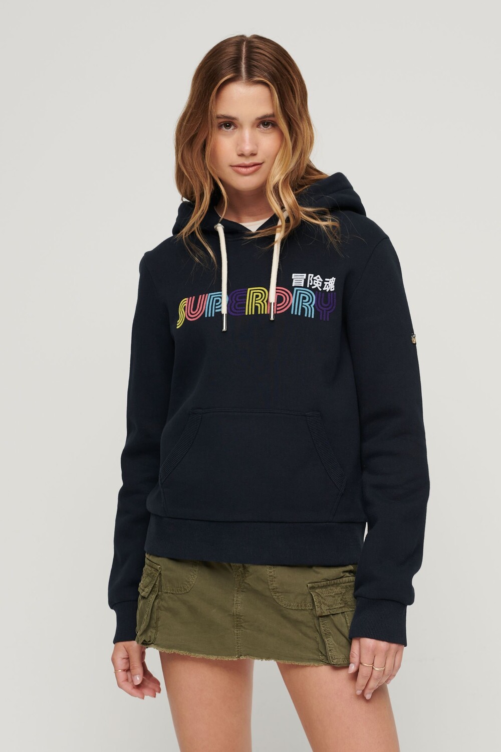 Худи синего цвета в стиле ретро с радужным мотивом Superdry, синий