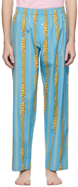 Синие брюки PJ Lounge с цепочкой Versace Underwear