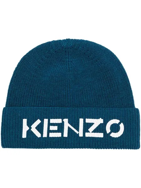 Kenzo шапка бини в рубчик с вышитым логотипом