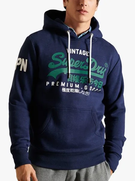 Толстовка с логотипом Vintage Tri Superdry, полночь синяя грит