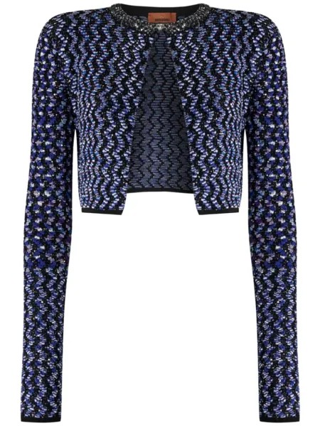 Missoni кардиган с узором зигзаг и пайетками, синий