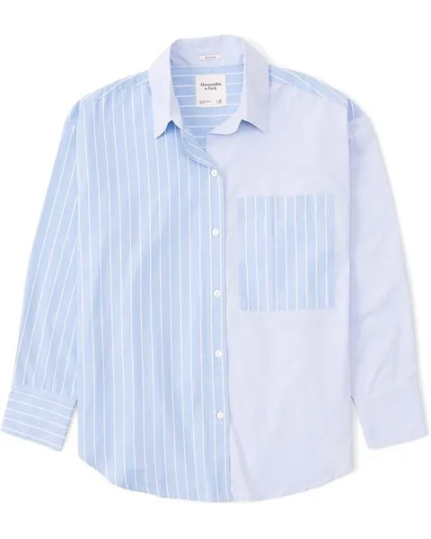 Рубашка Abercrombie & Fitch Oversized Poplin Shirt, цвет Blue Stripe Block
