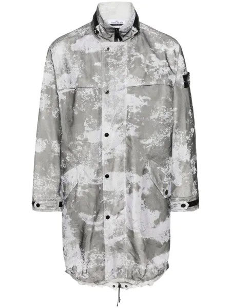 Stone Island парка с сетчатым слоем и логотипом Compass, серый