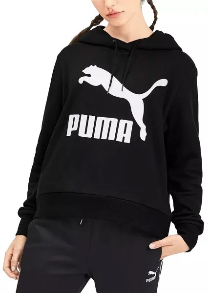 Женская классическая худи с логотипом Puma, черный