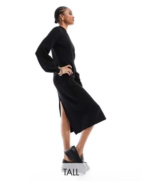 Черное вязаное платье-свитер миди с рукавами Vero Moda Aware