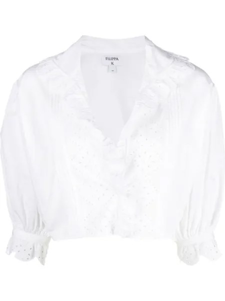 Укороченная блузка с вышивкой Filippa K, белый