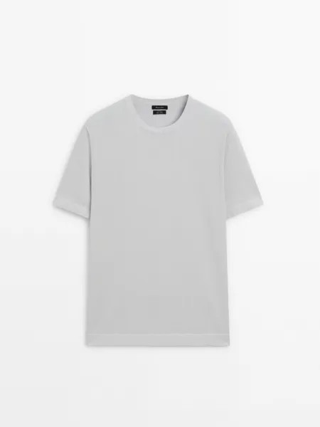 Трикотажная футболка с короткими рукавами из 100% хлопка Massimo Dutti, серый