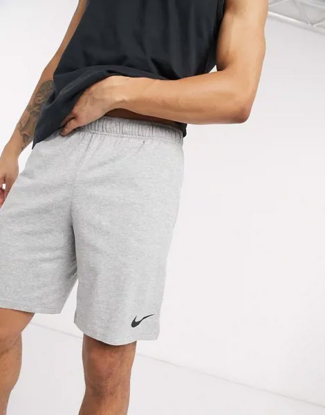 Серые хлопковые шорты Nike Training Dri-Fit-Серый