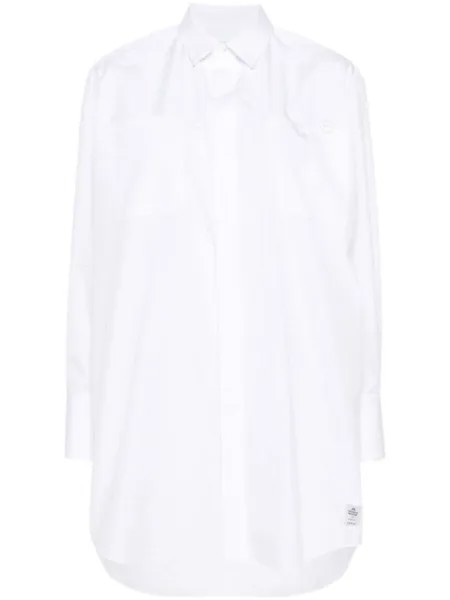 Sacai поплиновая рубашка с логотипом, белый