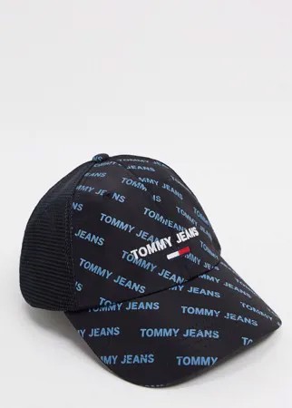 Черная кепка со сплошным принтом Tommy Jeans-Черный