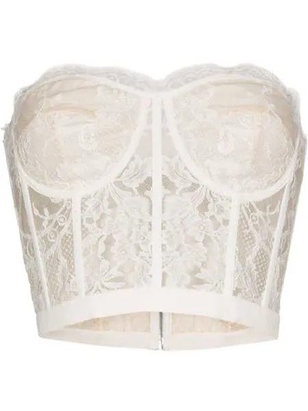 Alexander McQueen floral-lace bustier top