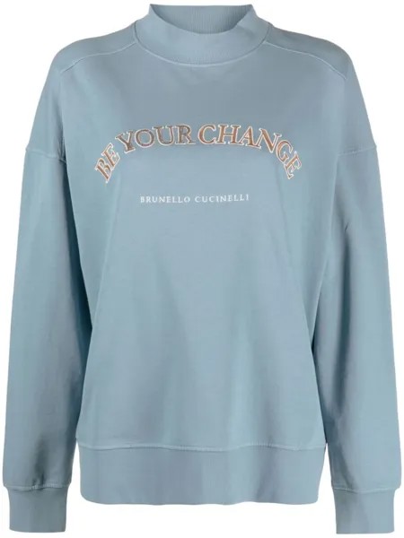 Brunello Cucinelli толстовка с логотипом, синий