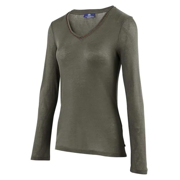 Футболка Tbs Alwentee Long Sleeve V Neck, коричневый