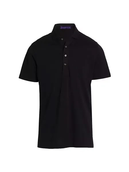 Рубашка поло из пике приталенного кроя на заказ Ralph Lauren Purple Label, черный