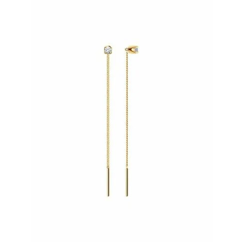 Серьги цепочки The Jeweller, красное золото, 585 проба, фианит, золотой