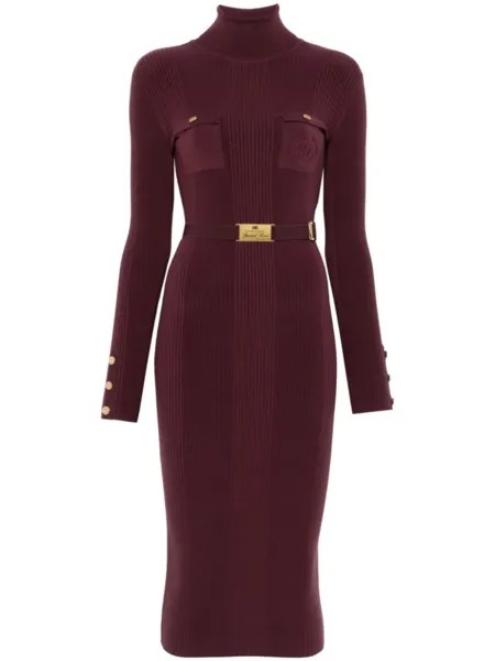 Elisabetta Franchi платье миди с поясом, красный