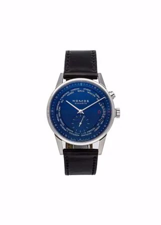 NOMOS Glashütte наручные часы Zurich World Time Midnight Blue pre-owned 39 мм