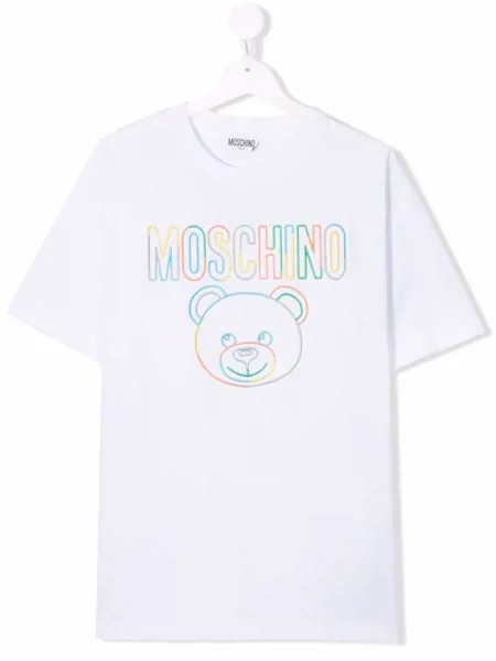 Moschino Kids футболка с вышитым логотипом