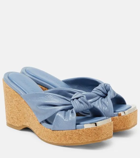 Туфли на танкетке Avenue с тиснением под кожу крокодила Jimmy Choo, синий