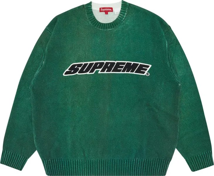 Свитер Supreme Printed Washed Sweater 'Olive', зеленый