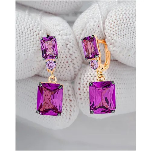 Серьги Trade Jewelry из серебра 925 пробы (покрытие золото 585) с александритом