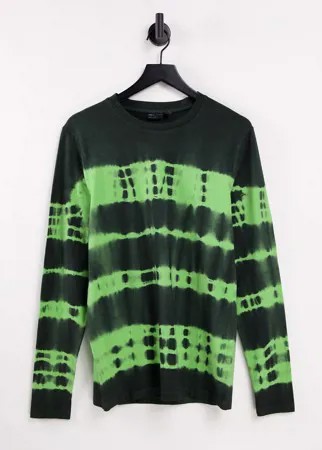 Лонгслив узкого кроя с принтом тай-дай зеленого цвета ASOS DESIGN-Зеленый цвет