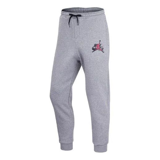 Спортивные штаны Men's Air Jordan Logo Printing Fleece Stay Warm Lacing Sports Pants/Trousers/Joggers Gray, серый