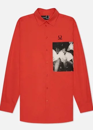 Мужская рубашка Fred Perry x Raf Simons Oversized Printed Patch, цвет красный, размер L