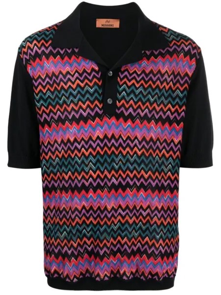 Missoni рубашка поло с узором зигзаг, черный