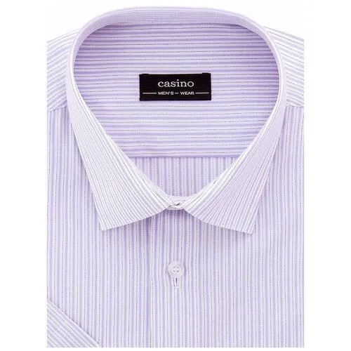 Рубашка Casino, повседневный стиль, полуприлегающий силуэт, короткий рукав, манжеты, размер 174-184/40, фиолетовый