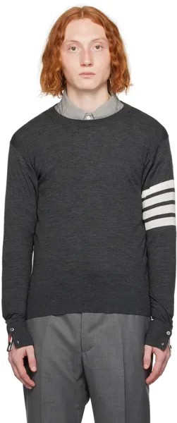 Серый классический свитер с 4 полосками Thom Browne