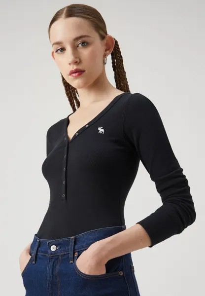 Рубашка с длинным рукавом ICON HENLEY Abercrombie & Fitch, черный