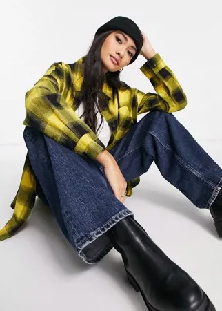 Клетчатая рубашка бойфренда с длинными рукавами (желтый/черный) ASOS DESIGN-Разноцветный