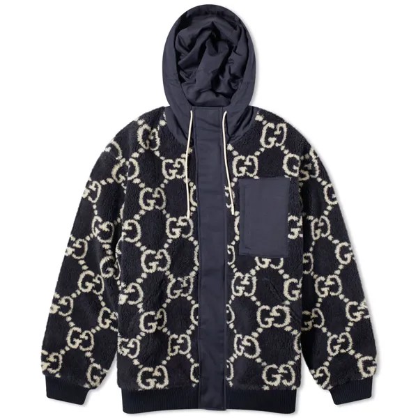 Куртка Gucci Jumbo Gg High Pile Fleece, темно-синий