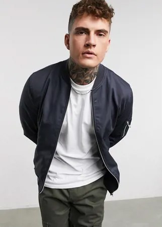 Куртка-бомбер темно-серого цвета с карманом MA1 ASOS DESIGN-Черный