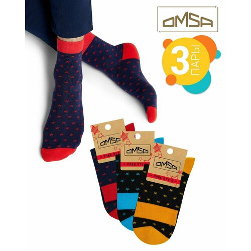 Носки Omsa, 3 пары, 3 уп., размер 45-47, мультиколор