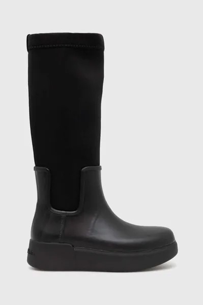 Резиновые сапоги на танкетке от дождя Calvin Klein, черный