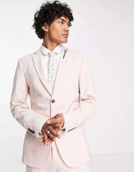 Приталенный пиджак пыльно-розового цвета Selected Homme