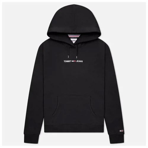 Женская толстовка Tommy Jeans Linear Logo Hoodie чёрный , Размер XS