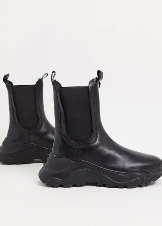 Черные кожаные ботинки челси ASOS DESIGN-Черный цвет